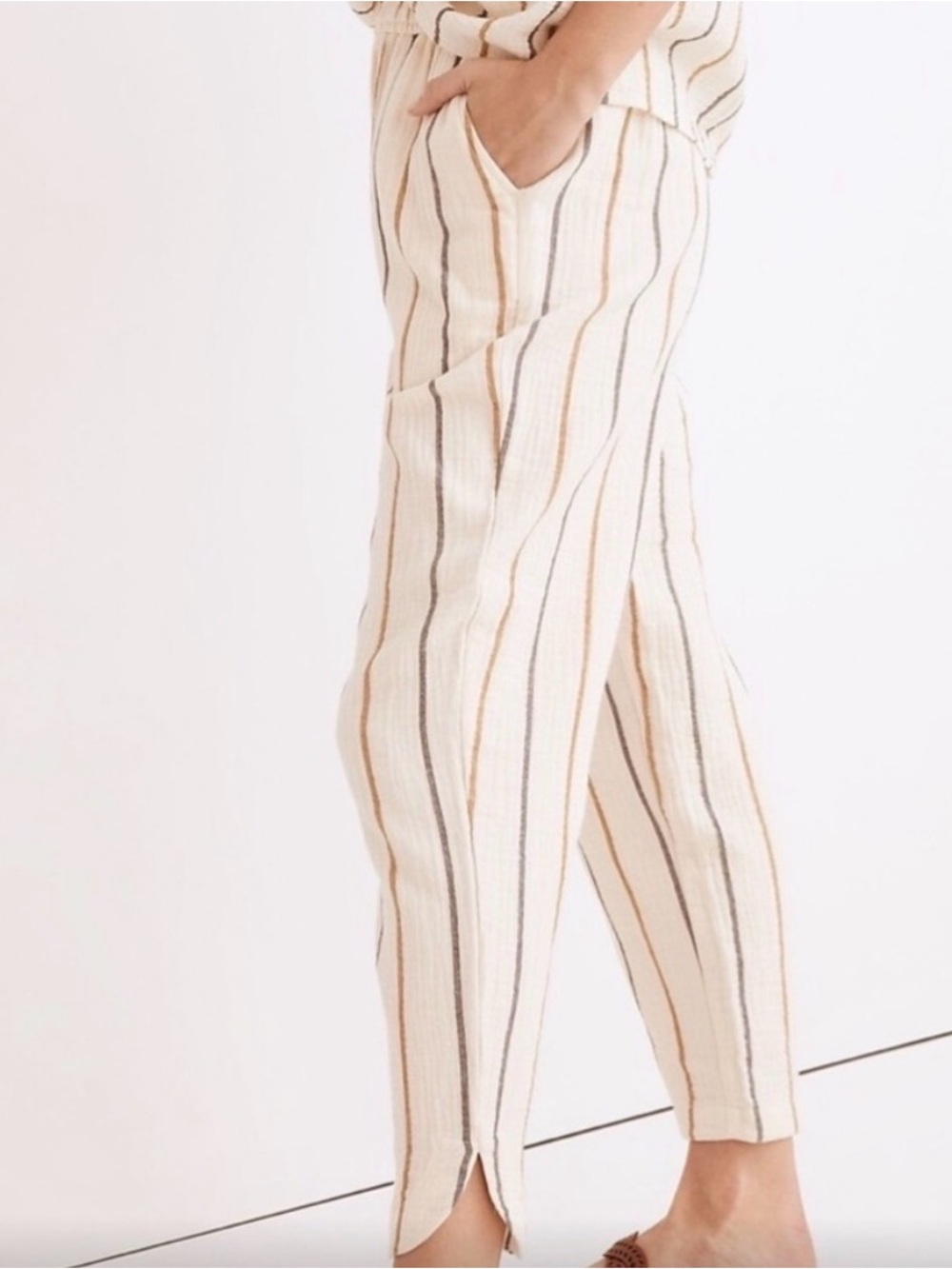 Madewell Cream Striped Women’s Relaxed Trousers